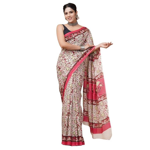 Leel Mulmul Cotton Fabric Beautiful Jaipuri Hand Block Printed Work Soft Cotton Saree